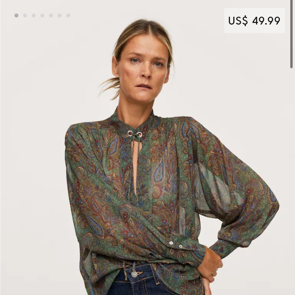 MANGO Paisley Sheer Blouse